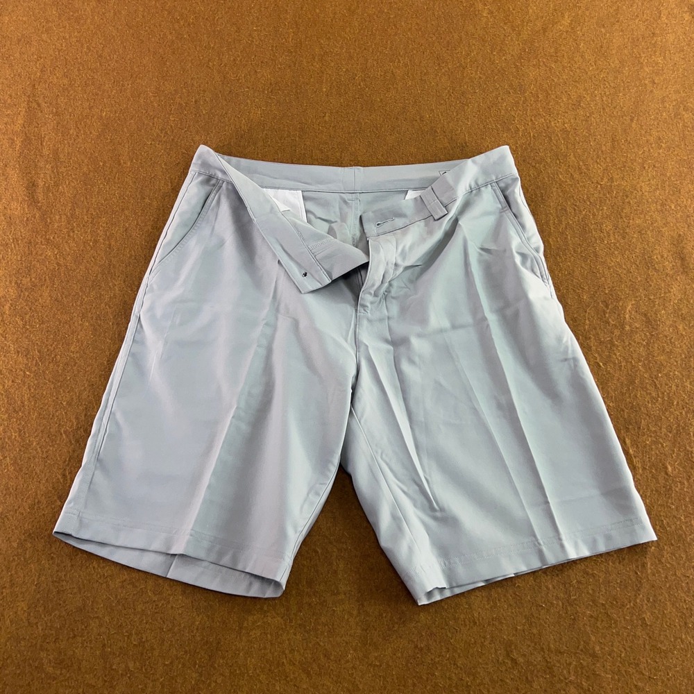 Adidas Mens 35 Gray Climalite Flat Front Performance Golf Shorts
